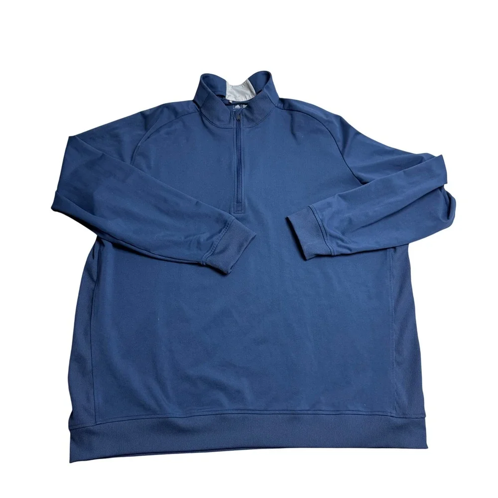 Adidas Golf Mens 2XL Blue 1/4 Zip Long Sleeve Pullover Sweatshirt